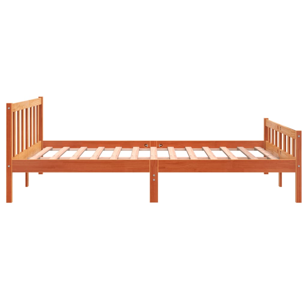 Bed Frame without Mattress Wax Brown 160x200 cm Solid Wood Pine