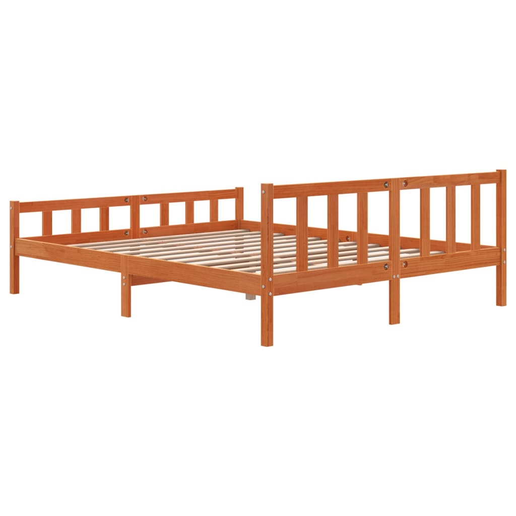 Bed Frame without Mattress Wax Brown 160x200 cm Solid Wood Pine