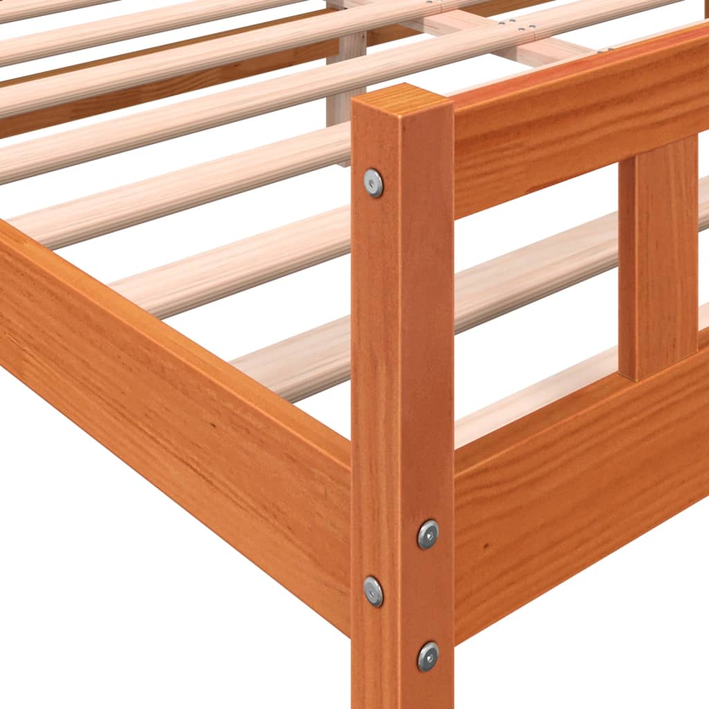 Bed Frame without Mattress Wax Brown 160x200 cm Solid Wood Pine