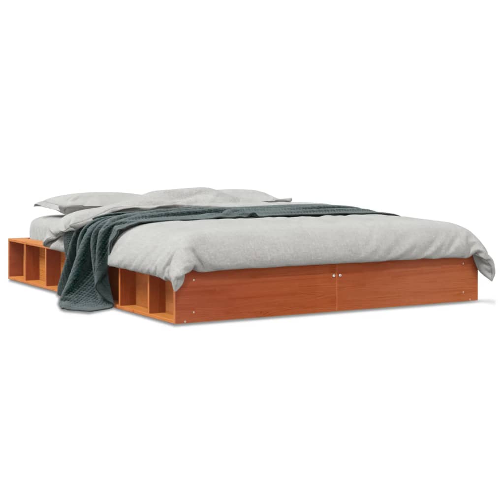 Bed Frame without Mattress Wax Brown 120x200 cm Solid Wood Pine
