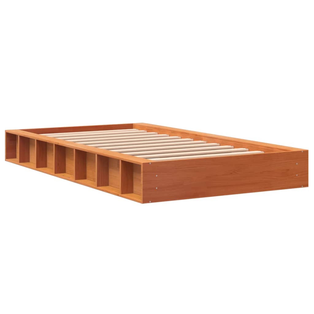Bed Frame without Mattress Wax Brown 100x200 cm Solid Wood Pine