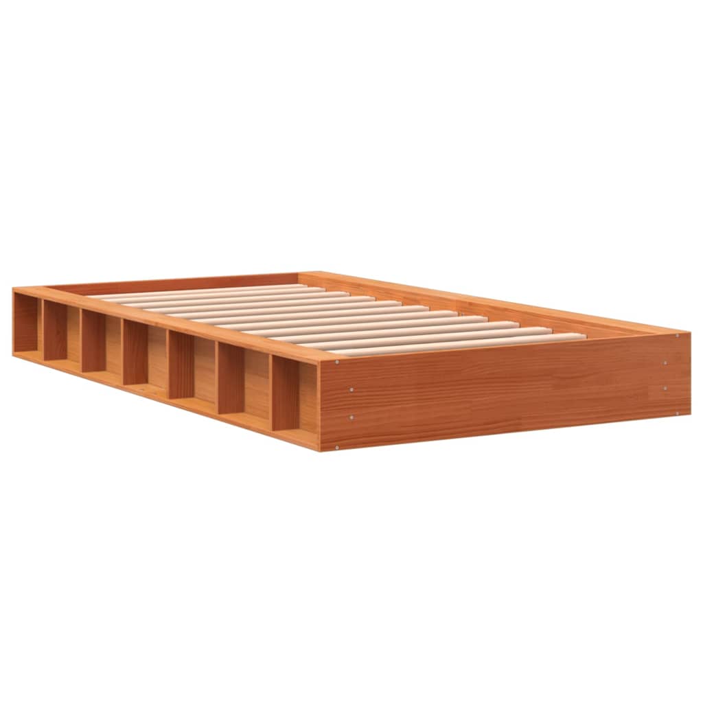 Bed Frame without Mattress Wax Brown 90x200 cm Solid Wood Pine
