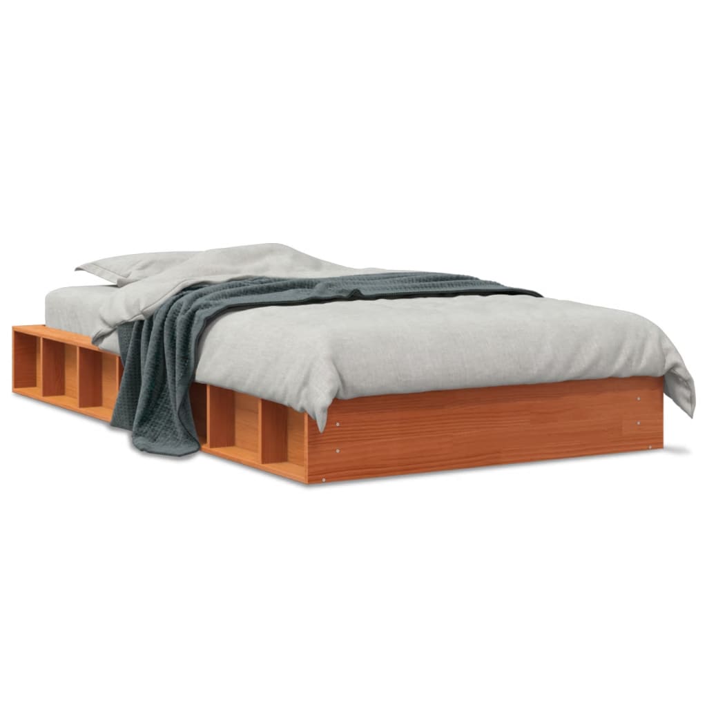 Bed Frame without Mattress Wax Brown 75x190 cm Small Single Solid Wood Pine
