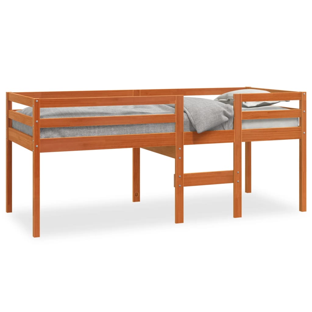 High Sleeper Bed without Mattress Wax Brown 90x190 cm Single Solid Wood