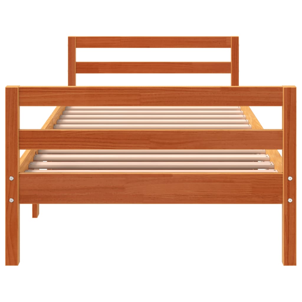 Bed Frame without Mattress Wax Brown 90x200 cm Solid Wood Pine