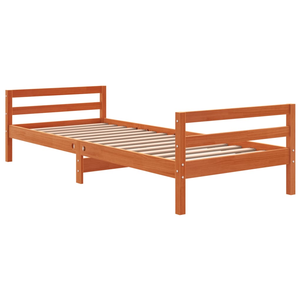 Bed Frame without Mattress Wax Brown 90x200 cm Solid Wood Pine