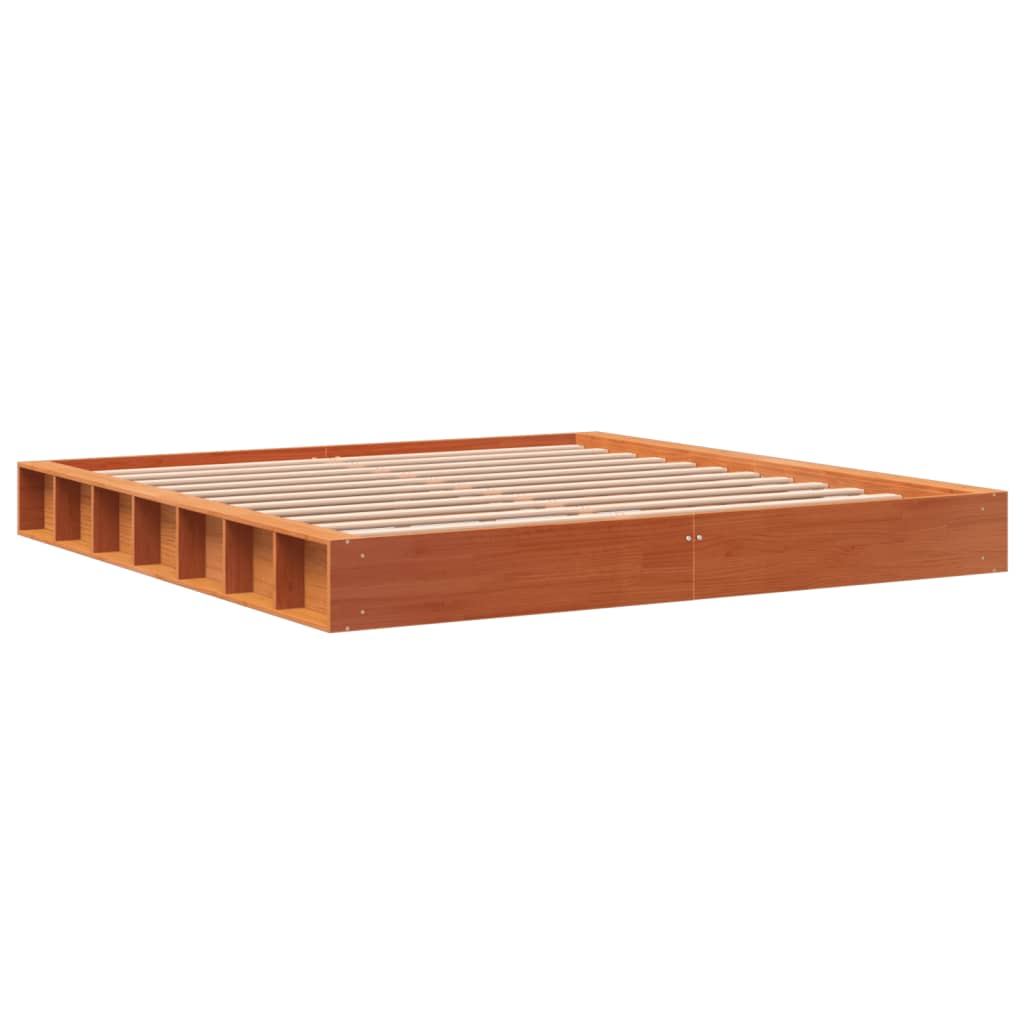 Bed Frame without Mattress Wax Brown 180x200 cm Super King Solid Wood Pine