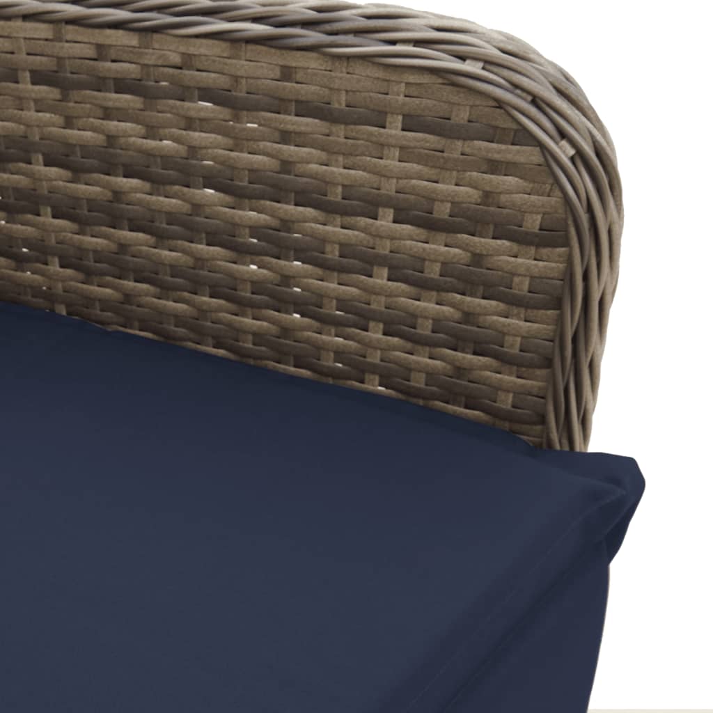 Reclining Garden Chair with Cushions Grey Poly Rattan