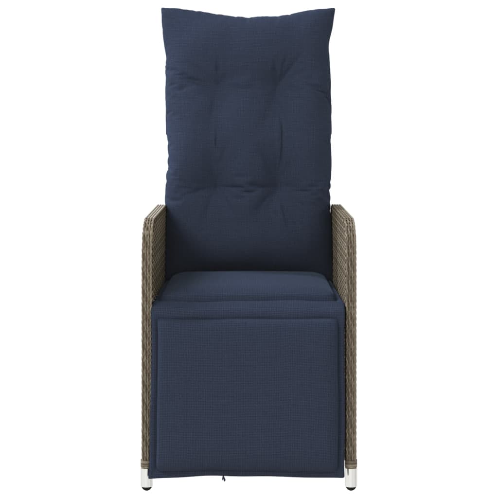 Reclining Garden Chairs 2 pcs with Cushions Grey Poly Rattan