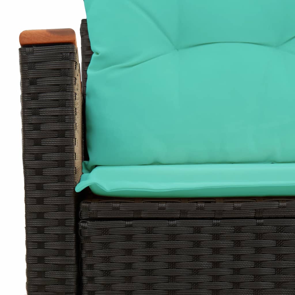 Garden Sofa with Cushions 2-Seater Black Poly Rattan
