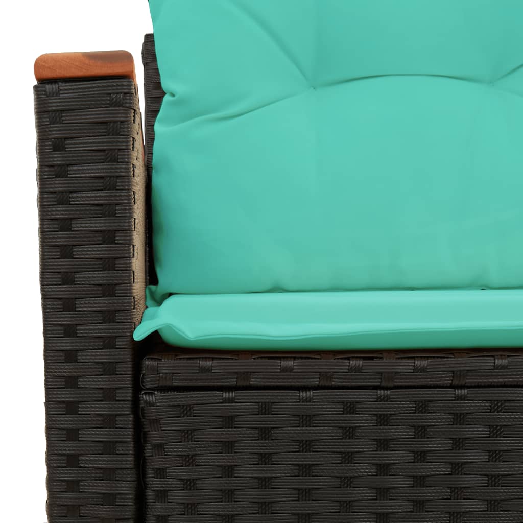 Garden Sofa with Cushions 2-Seater Black Poly Rattan