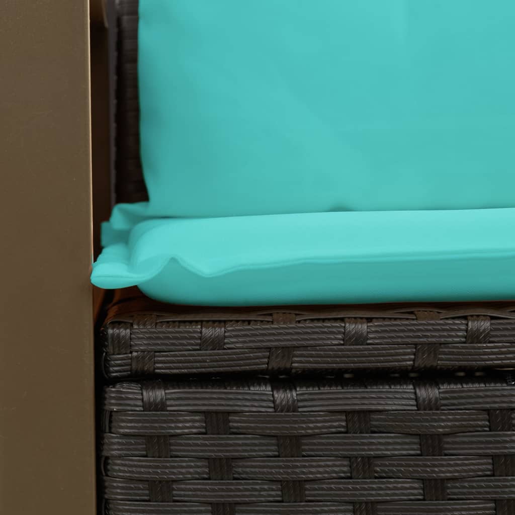 Garden Sofa with Cushions 2-Seater Black Poly Rattan