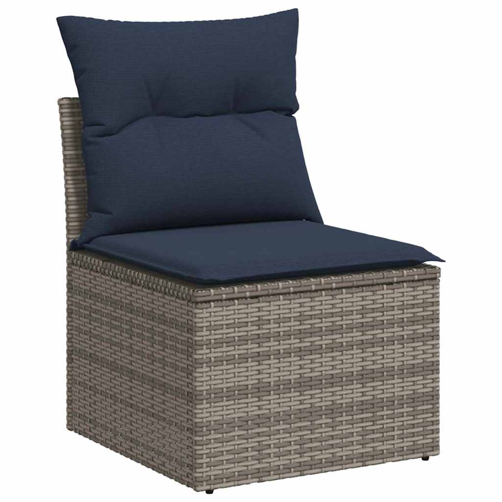 Garden Sofa with Cushion Grey 55 x 62 x 69cm Poly Rattan