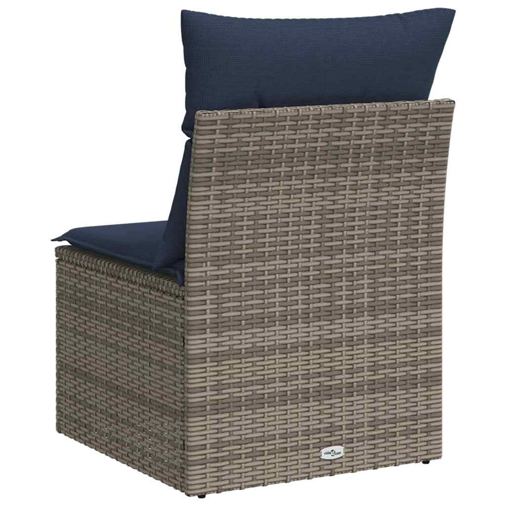 Garden Sofa with Cushion Grey 55 x 62 x 69cm Poly Rattan
