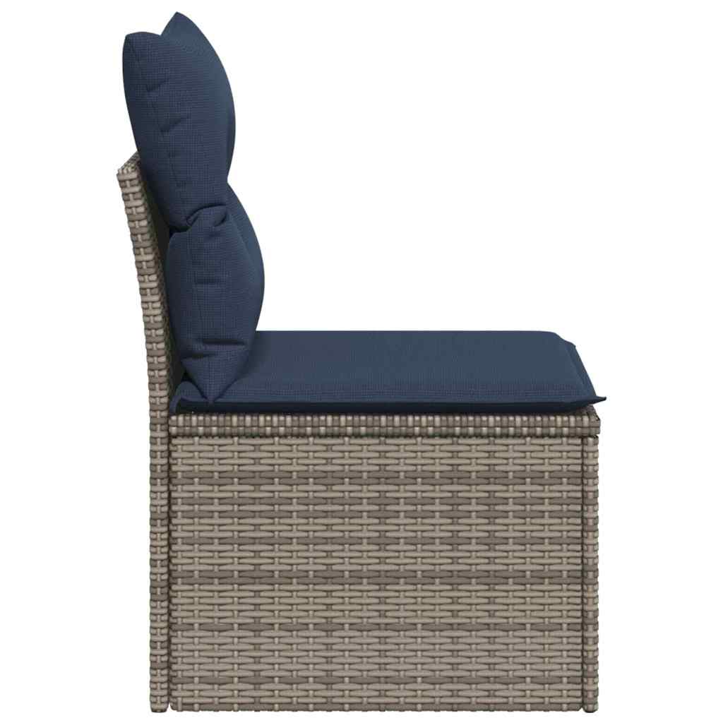 Garden Sofa with Cushion Grey 55 x 62 x 69cm Poly Rattan