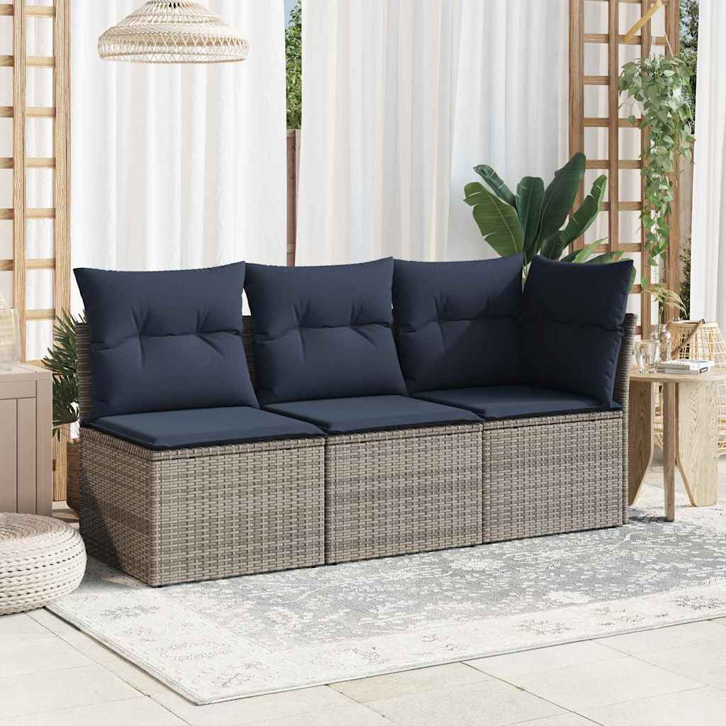 Garden Sofa with Cushion Grey 62 x 62 x 69cm Poly Rattan