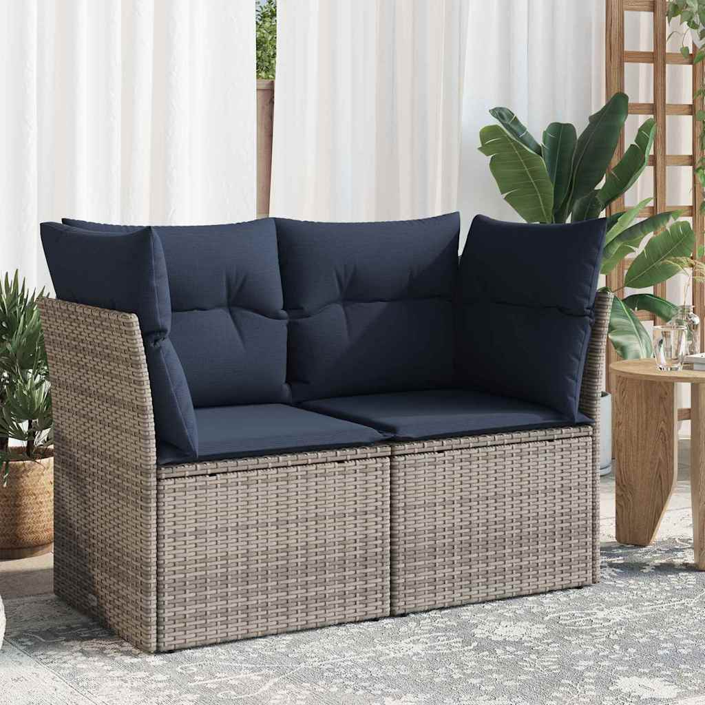 Garden Sofa with Cushion Grey 124 x 62 x 69cm Poly Rattan
