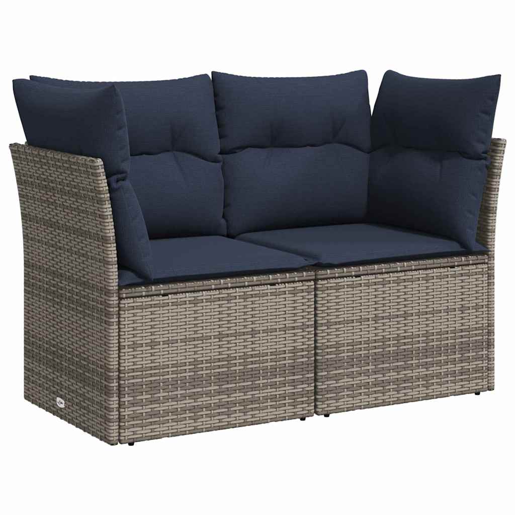 Garden Sofa with Cushion Grey 124 x 62 x 69cm Poly Rattan
