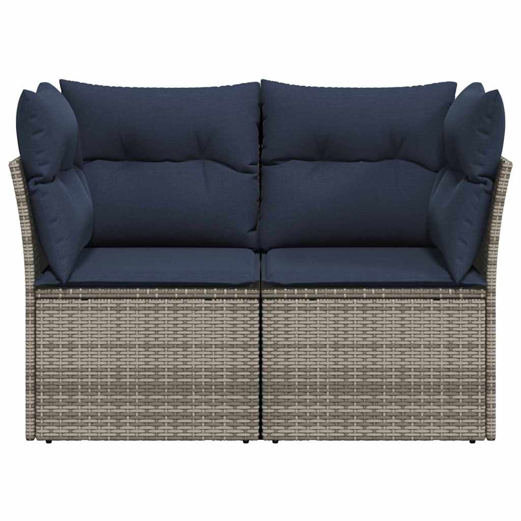 Garden Sofa with Cushion Grey 124 x 62 x 69cm Poly Rattan