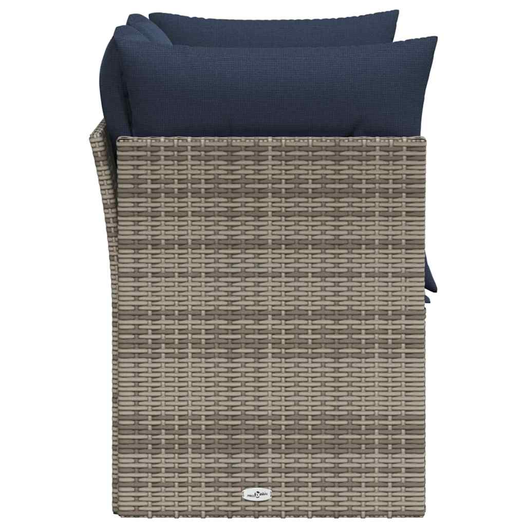 Garden Sofa with Cushion Grey 124 x 62 x 69cm Poly Rattan