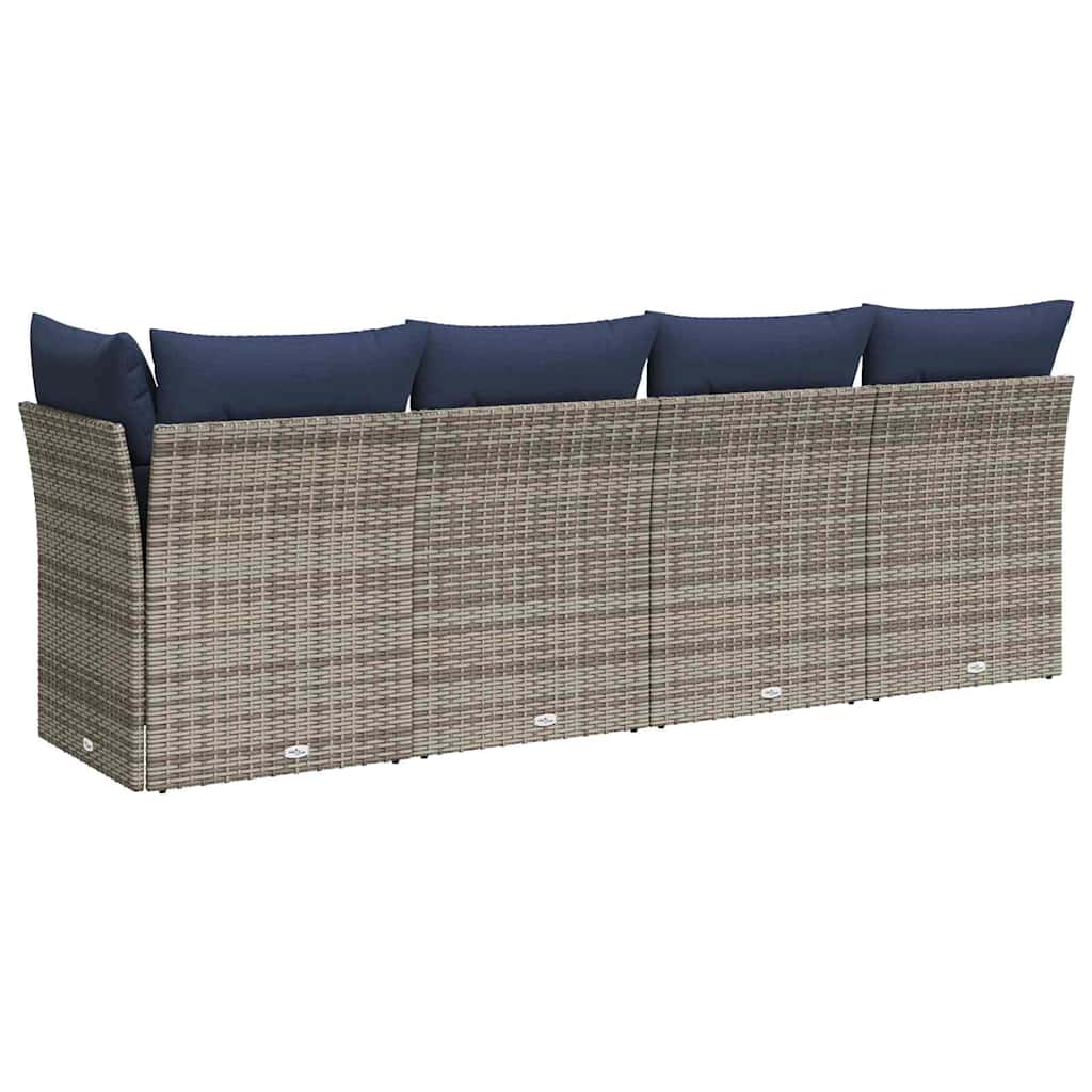 Garden Sofa with Cushion Grey 227 x 62 x 69cm Poly Rattan