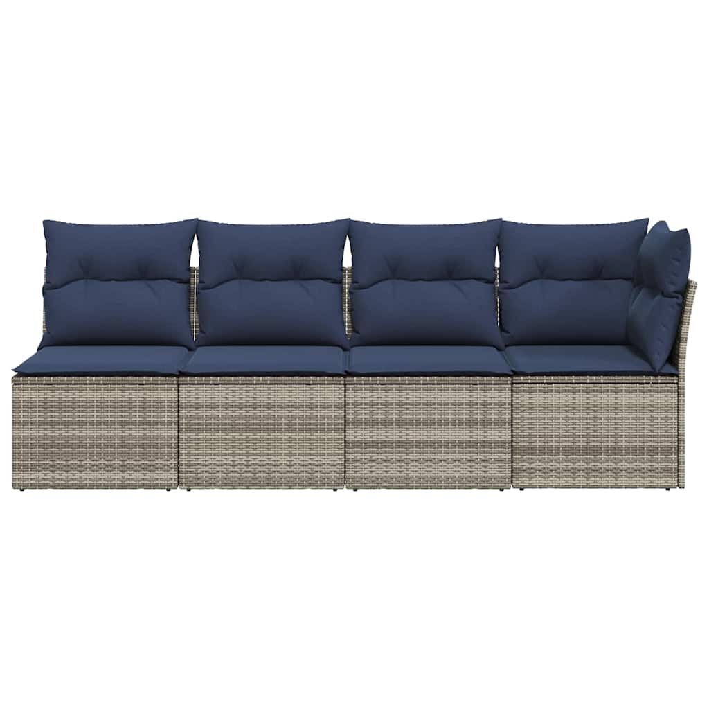 Garden Sofa with Cushion Grey 227 x 62 x 69cm Poly Rattan