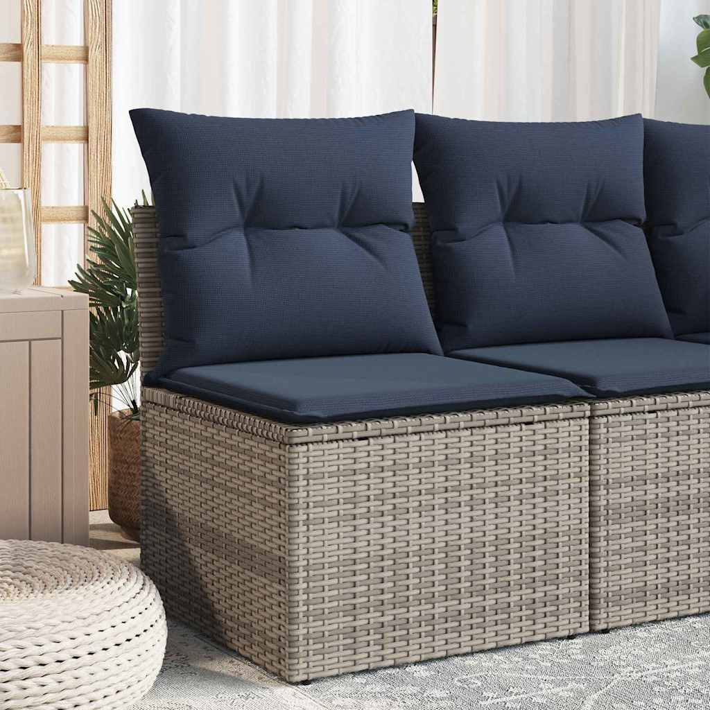 Garden Sofa with Cushion 3 pcs Grey 55 x 62 x 69 cm Poly rattan