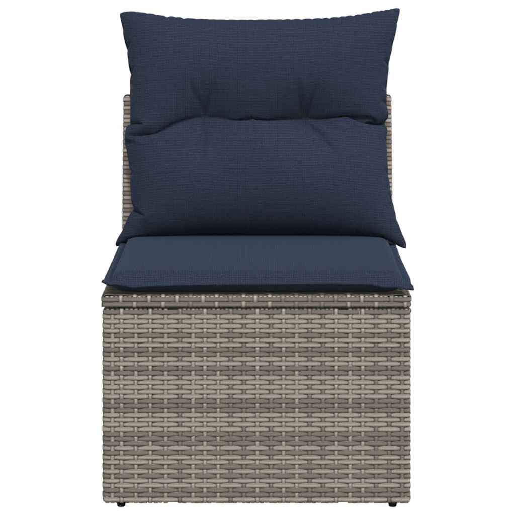 Garden Sofa with Cushion 3 pcs Grey 55 x 62 x 69 cm Poly rattan