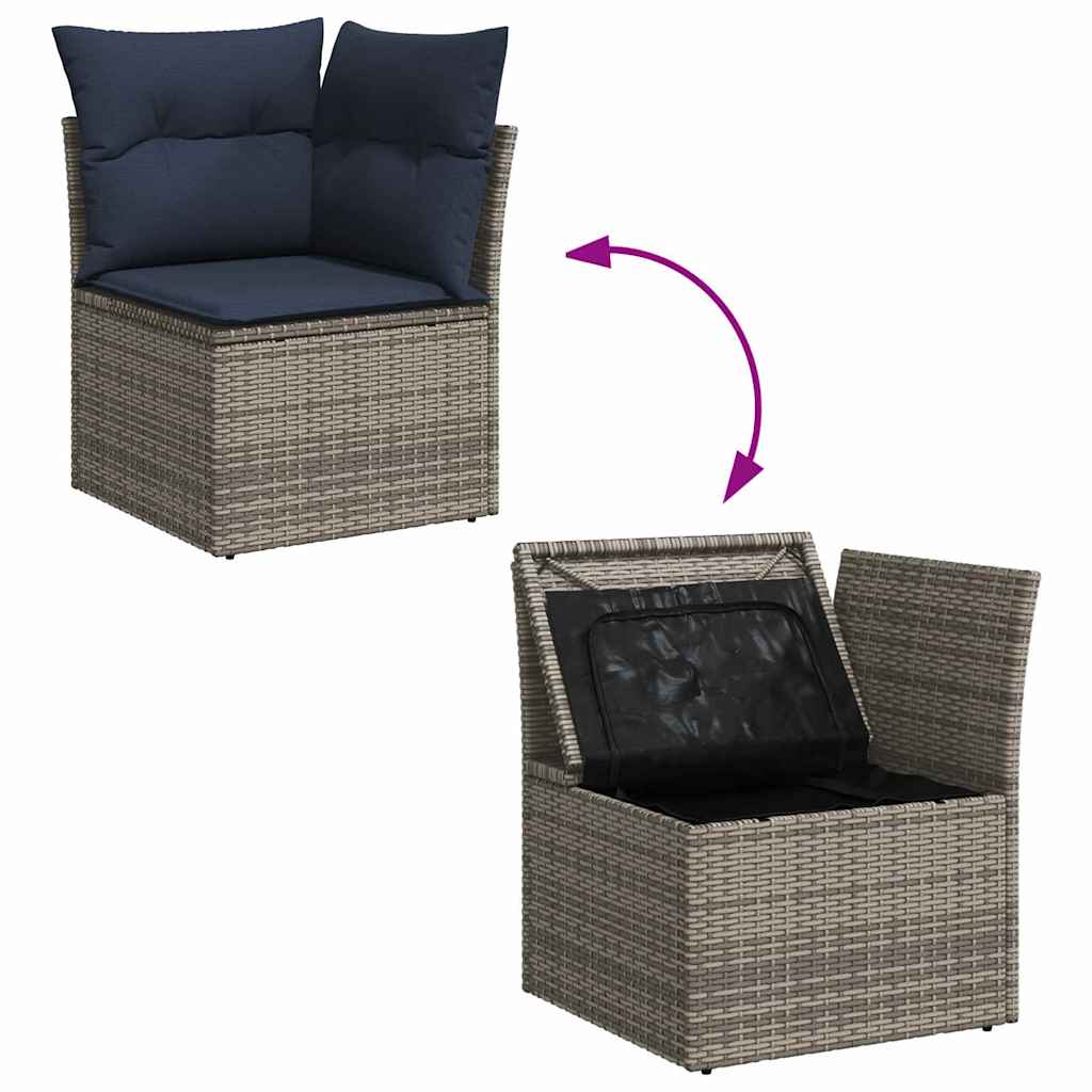 Garden Sofa 4 pcs Grey and navy 62 x 62 x 69 cm Poly rattan