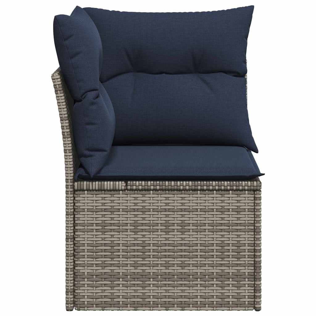 Garden Sofa 4 pcs Grey and navy 62 x 62 x 69 cm Poly rattan