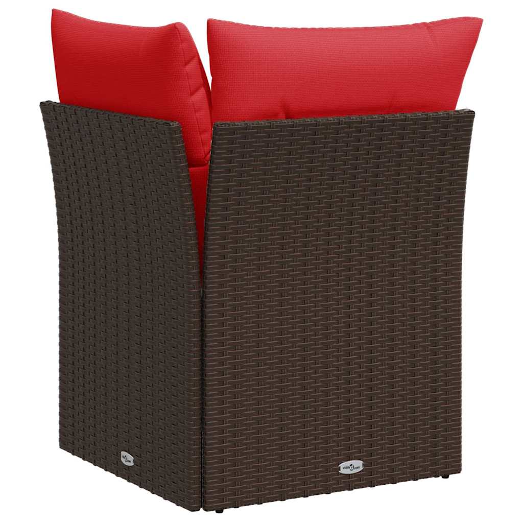 Garden Sofa Corner with Cushions Brown Poly Rattan