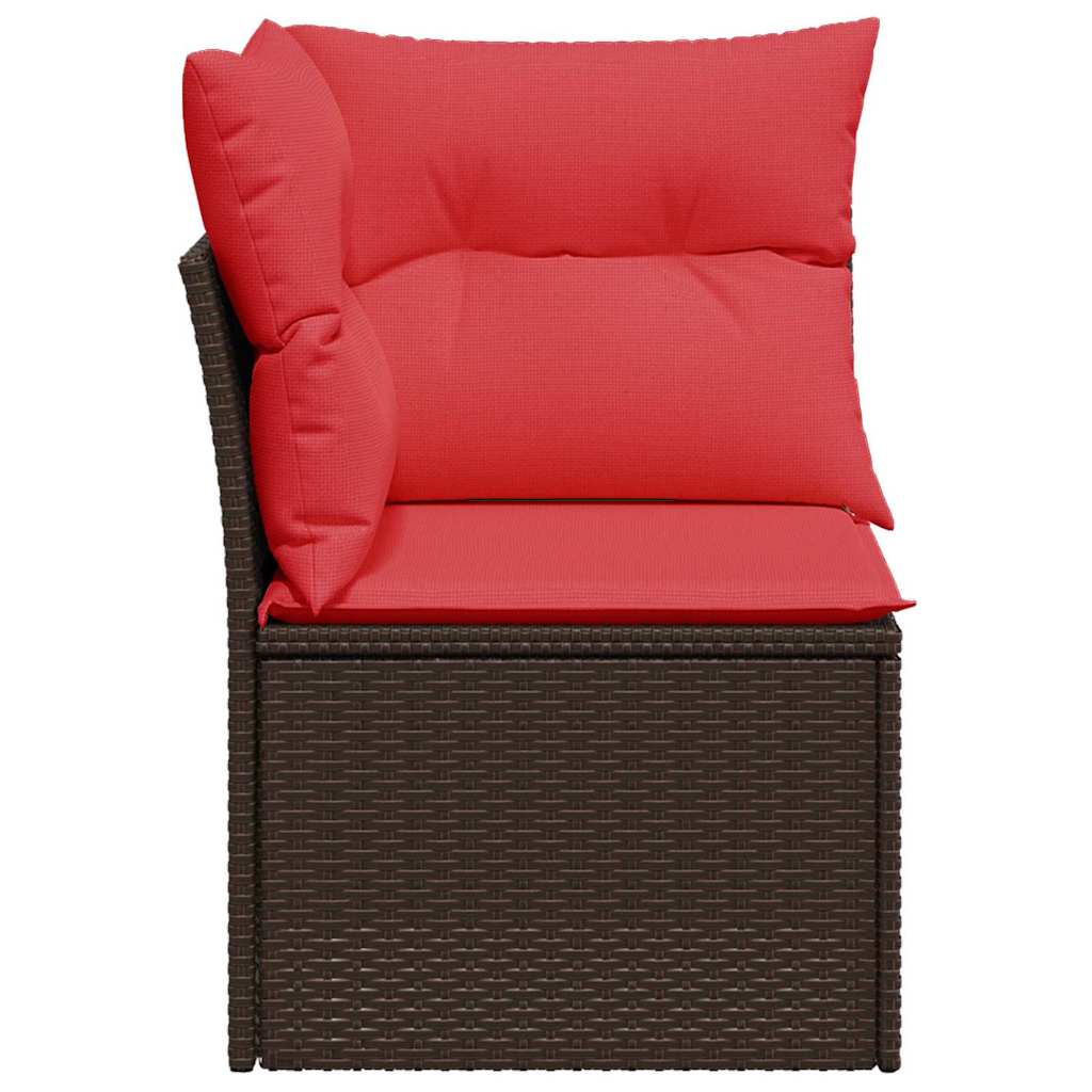 Garden Sofa Corner with Cushions Brown Poly Rattan