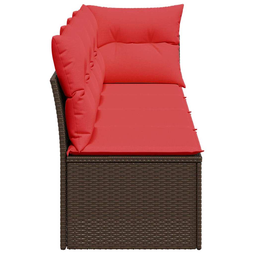 Garden Sofa with Cushions 4-Seater Brown Poly Rattan