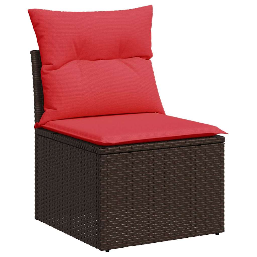Garden Chair Armless with Cushions Brown Poly Rattan
