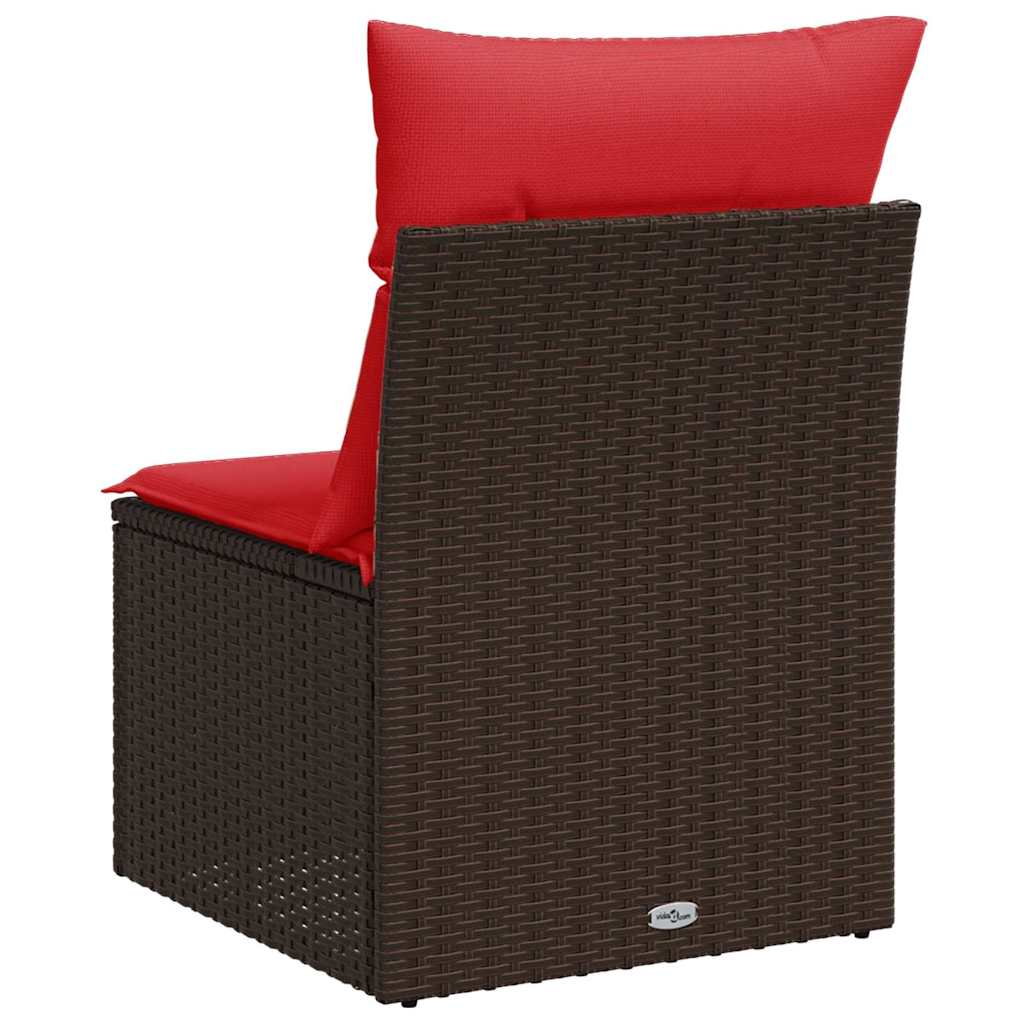 Garden Chair Armless with Cushions Brown Poly Rattan