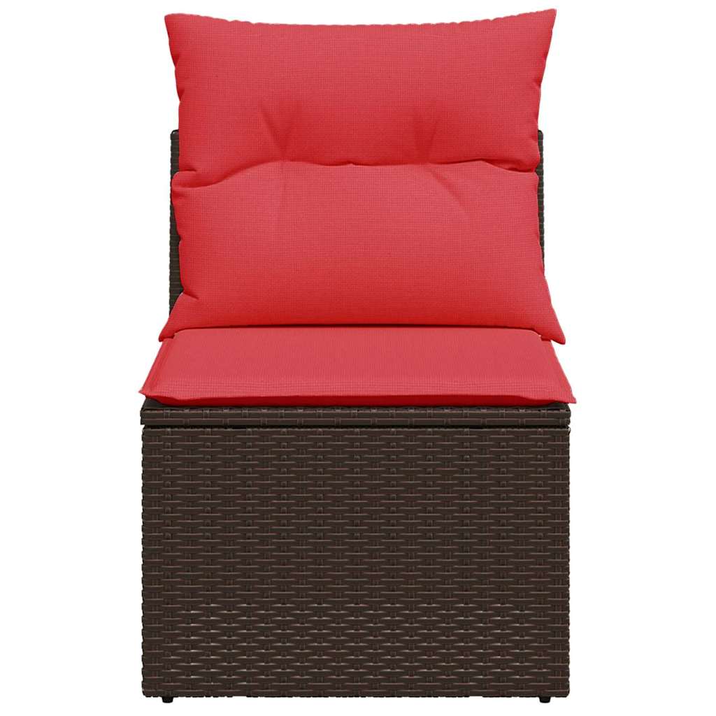 Garden Chair Armless with Cushions Brown Poly Rattan