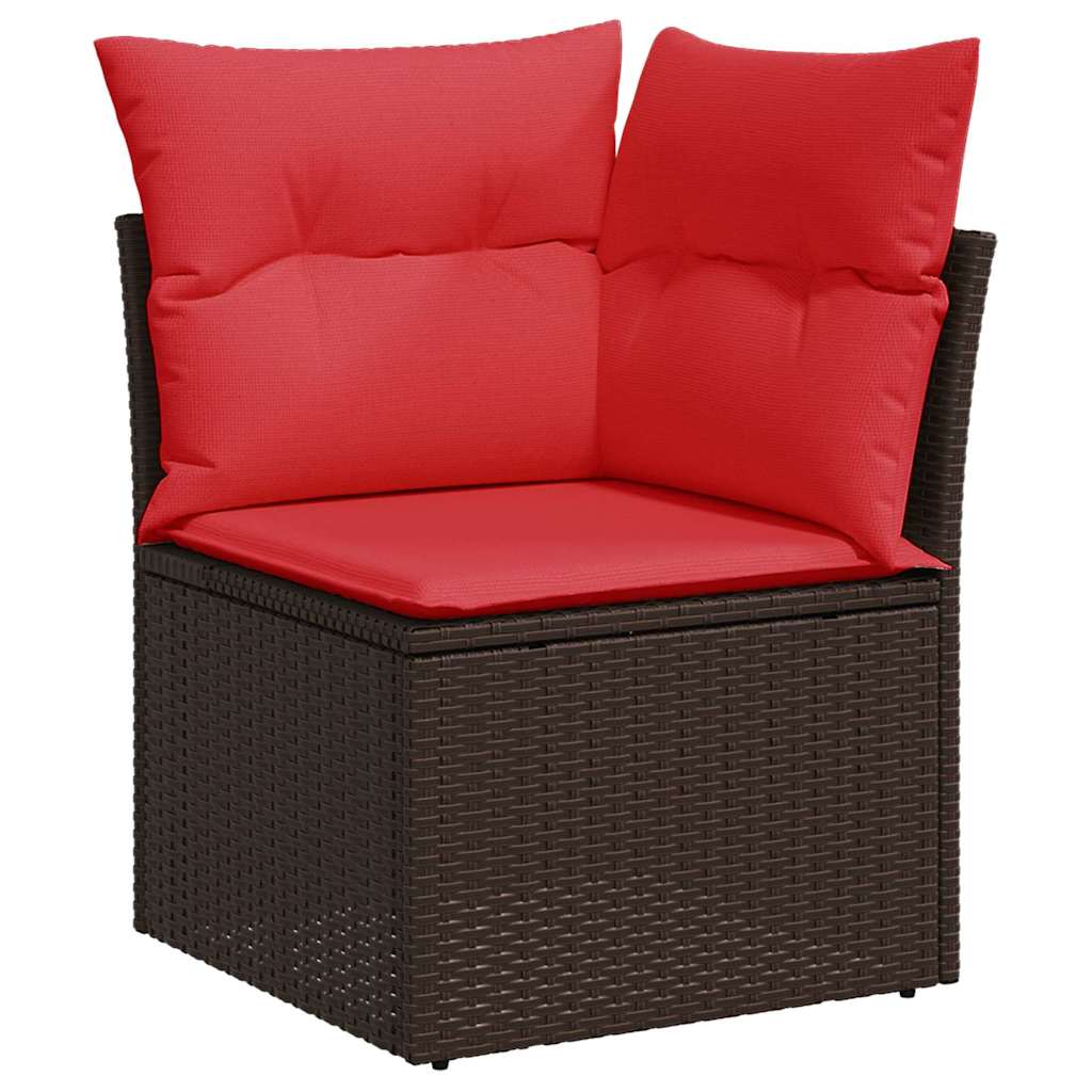 Garden Sofa Corner with Cushions Brown Poly Rattan