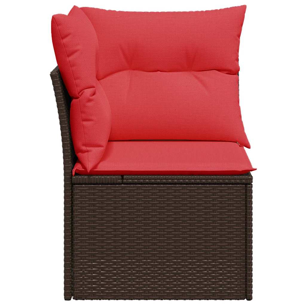 Garden Sofa Corner with Cushions Brown Poly Rattan