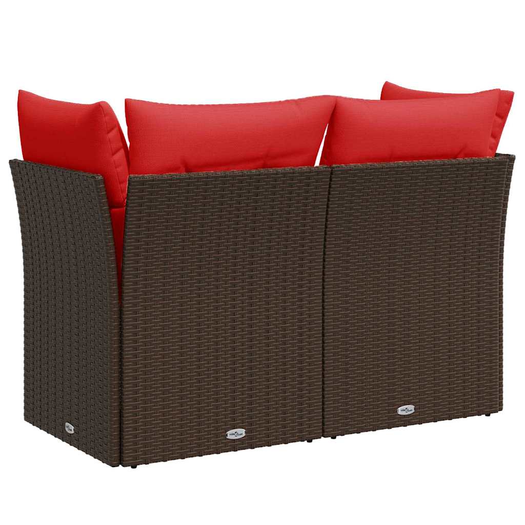 Garden Sofa with Cushions 2-Seater Brown Poly Rattan