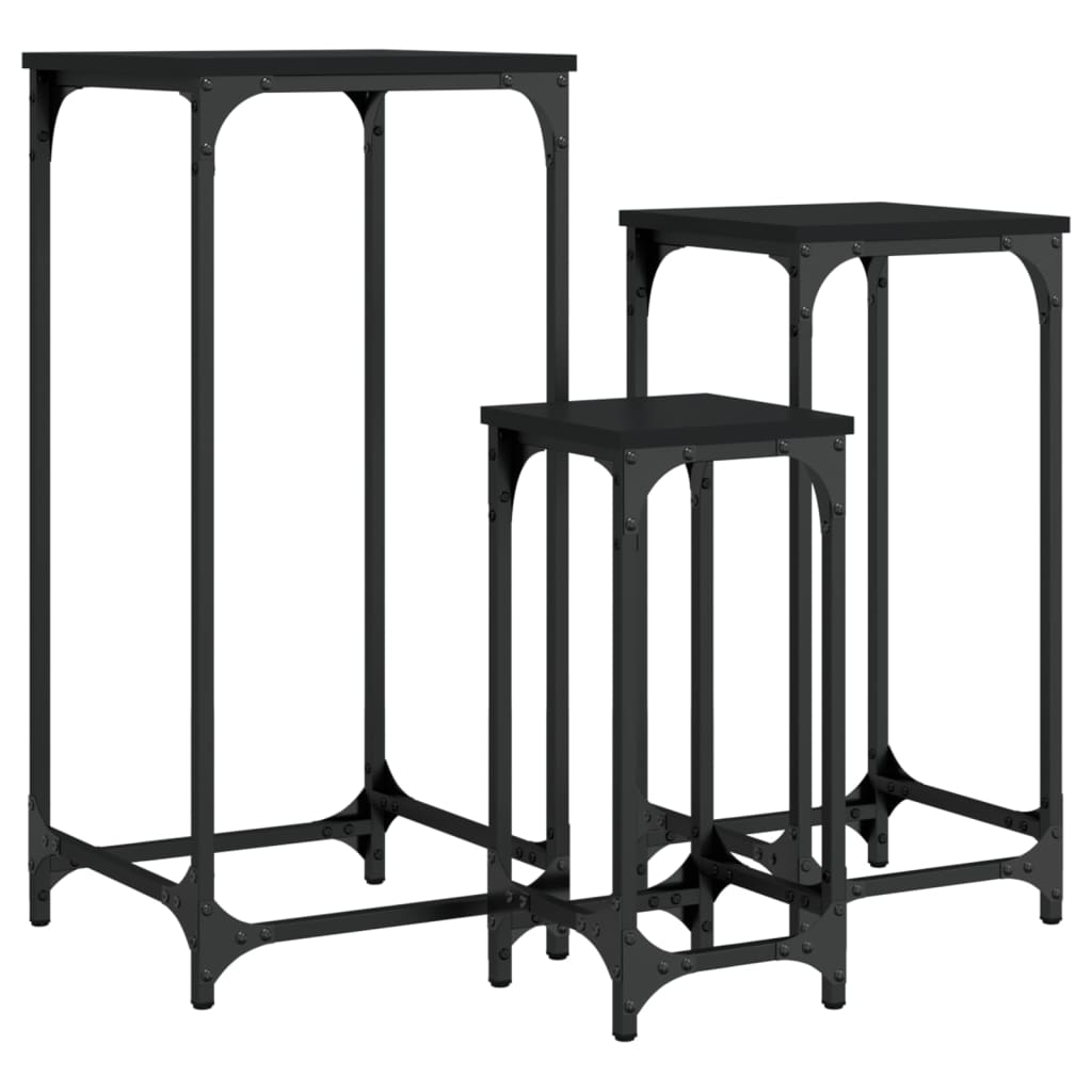Nesting Side Tables 3 pcs Black Engineered Wood