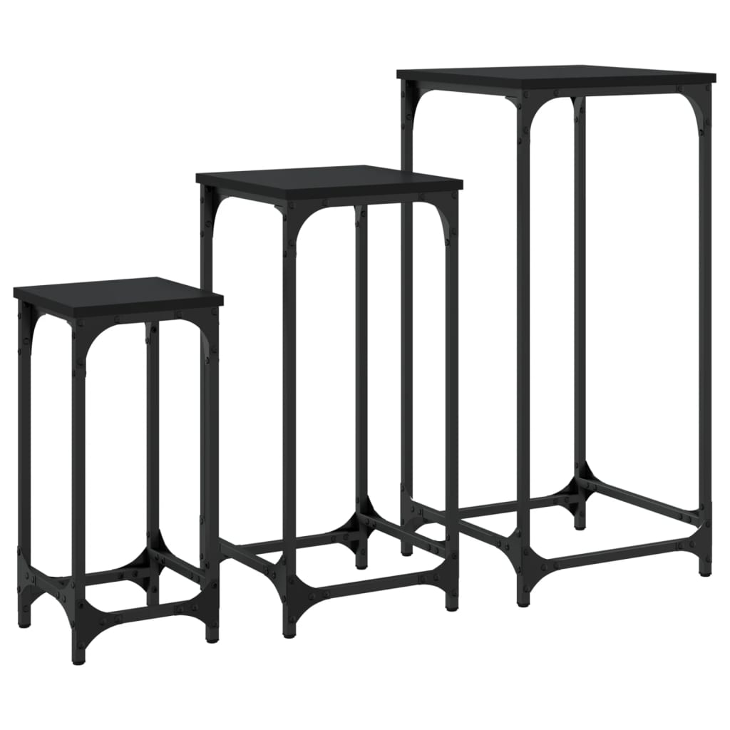 Nesting Side Tables 3 pcs Black Engineered Wood