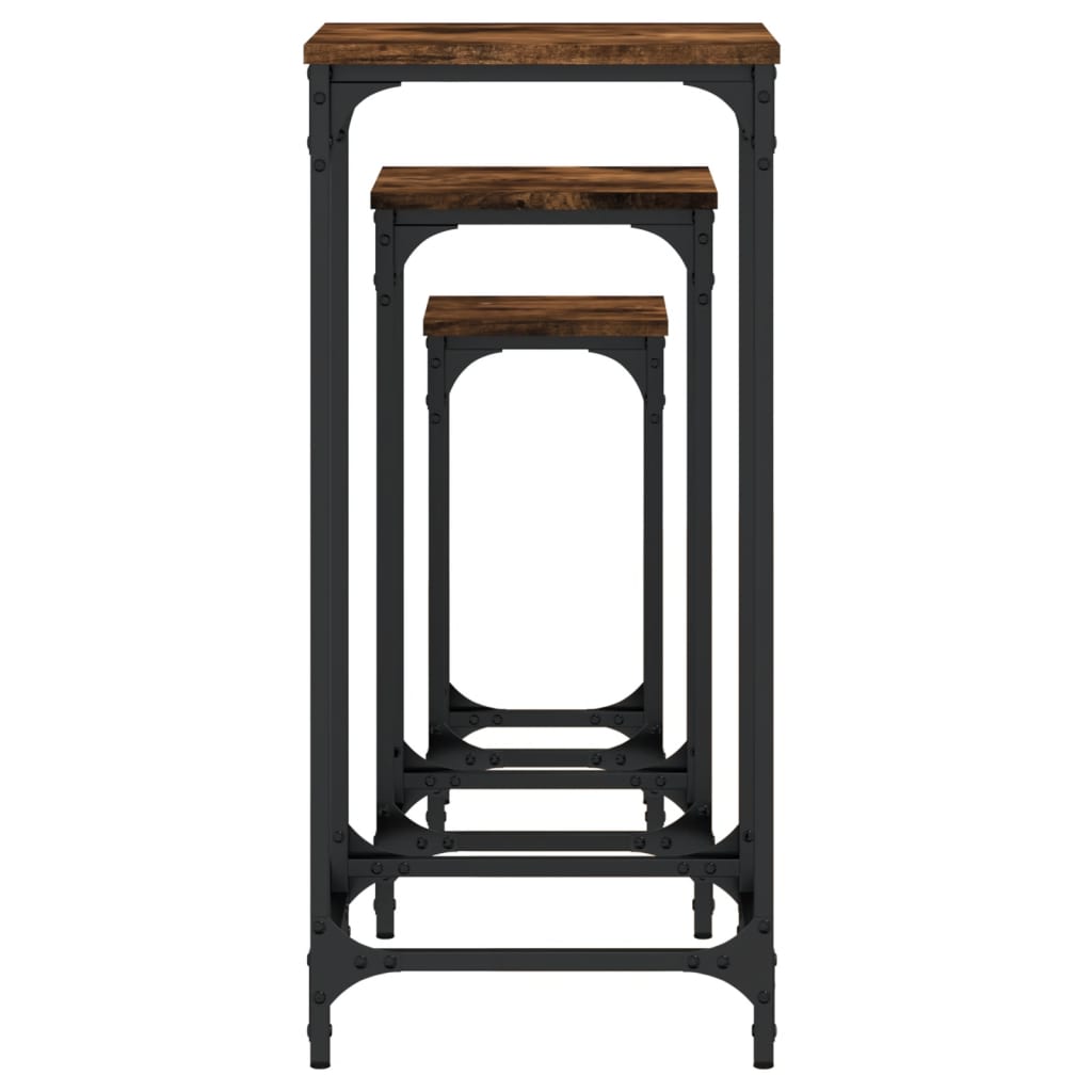 Nesting Side Tables 3 pcs Smoked Oak Engineered Wood