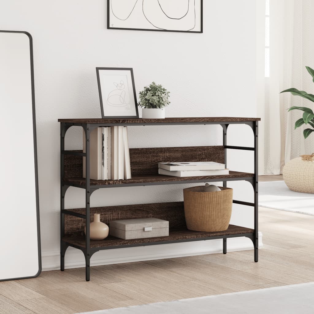 Console Table Brown Oak 100x32x75 cm Engineered Wood