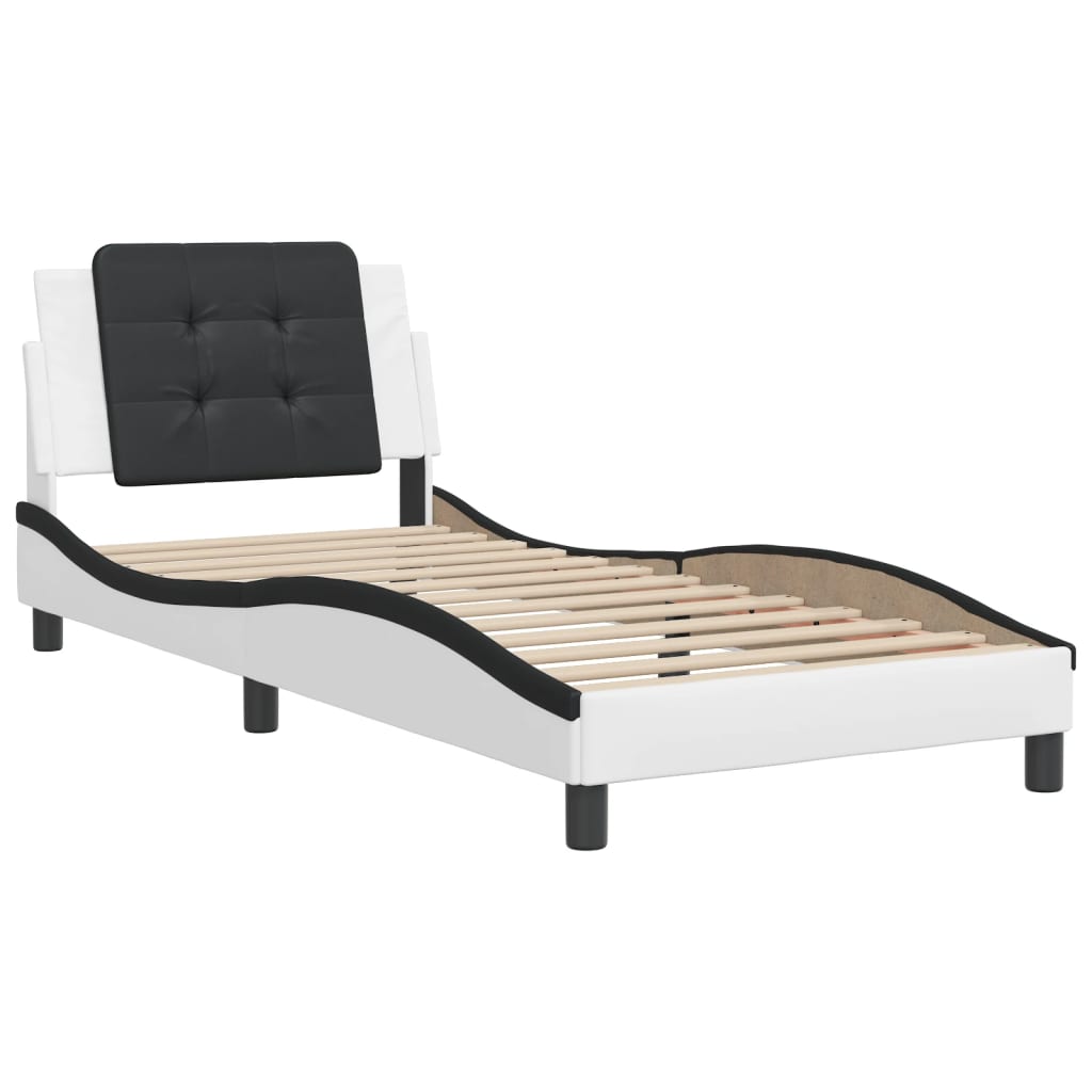 Bed Frame without Mattress "Zadar" White and Black 80x200 cm Faux Leather