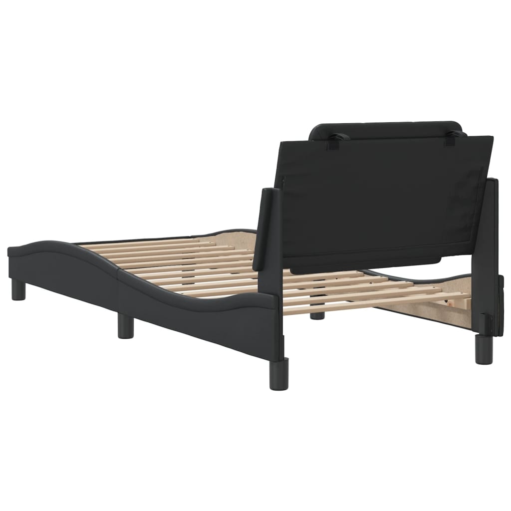 Bed Frame without Mattress "Zadar" Black 90x190 cm Single Faux Leather