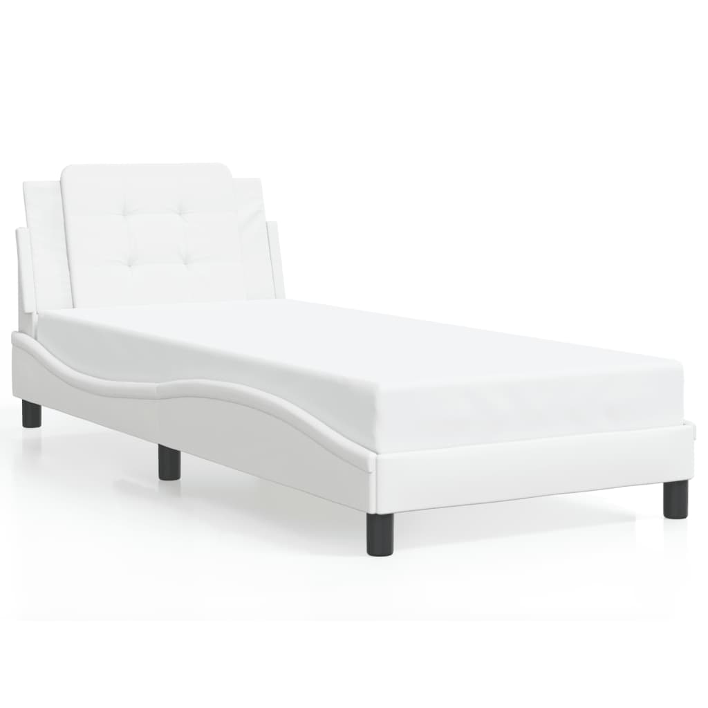 Bed Frame without Mattress "Zadar" White 90x190 cm Single Faux Leather