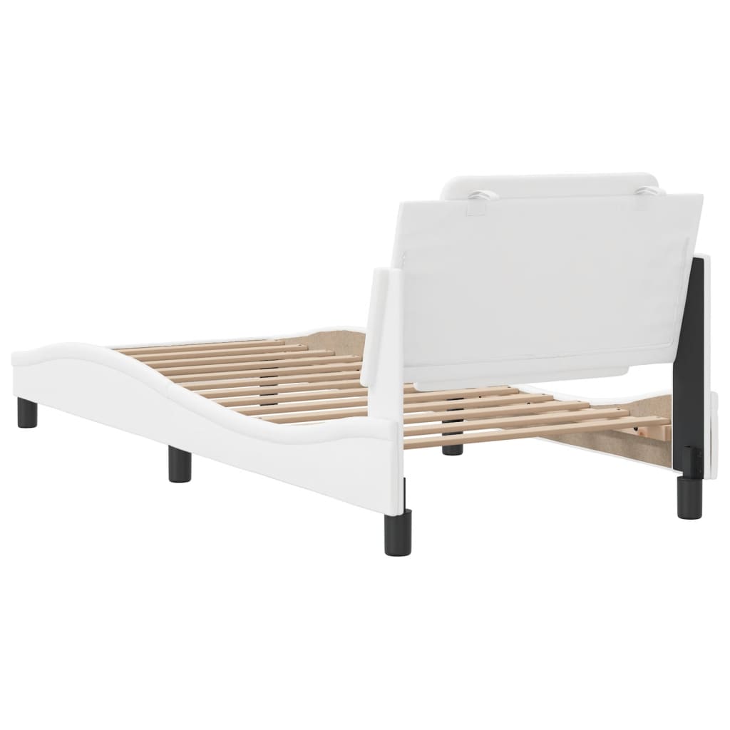 Bed Frame without Mattress "Zadar" White 90x190 cm Single Faux Leather