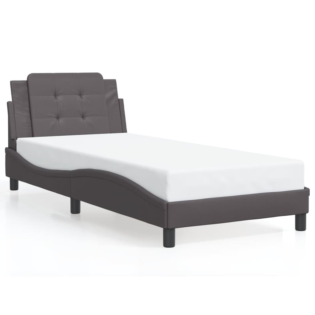 Bed Frame without Mattress "Zadar" Grey 90x190 cm Single Faux Leather