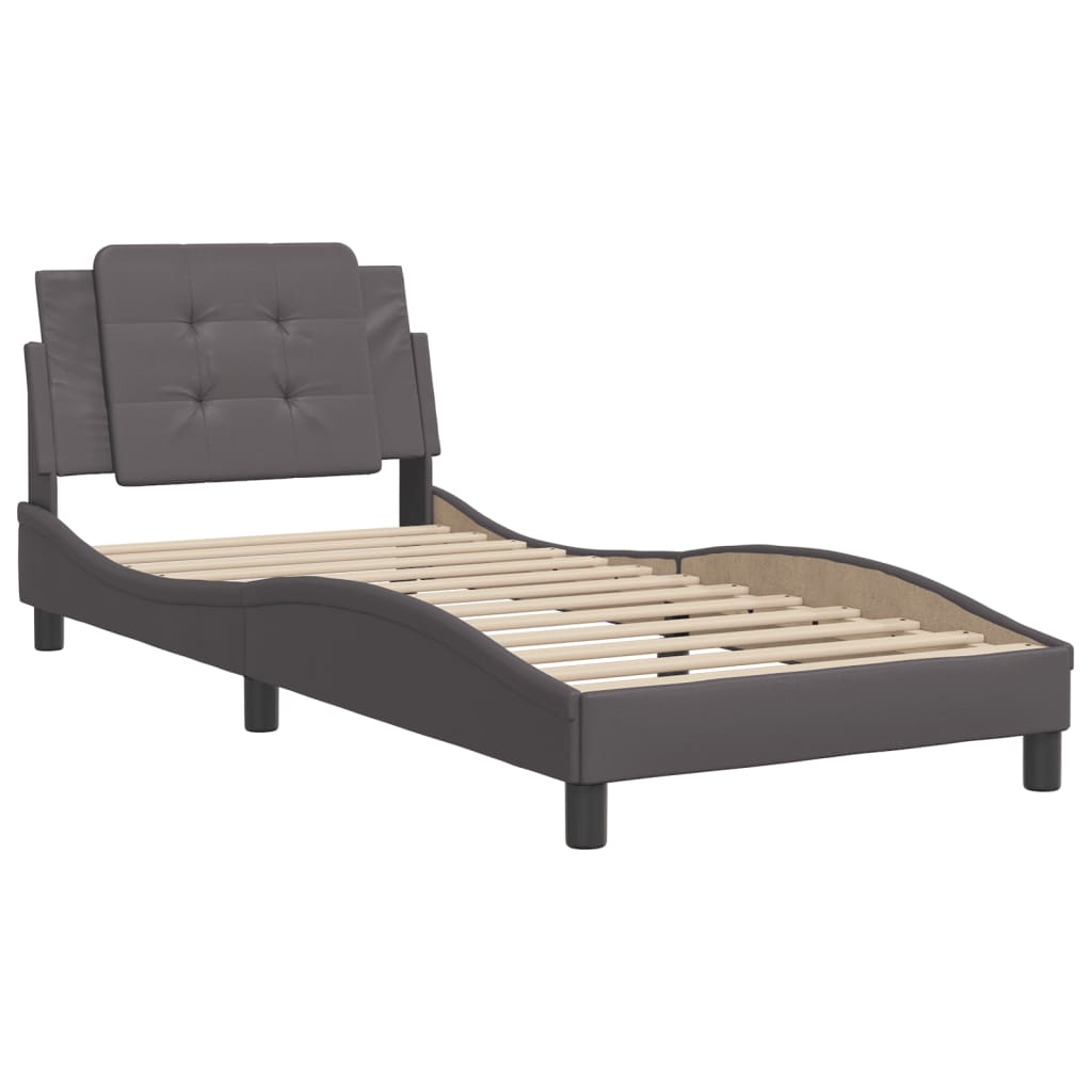 Bed Frame without Mattress "Zadar" Grey 90x190 cm Single Faux Leather