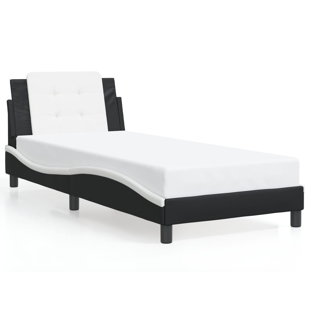 Bed Frame without Mattress "Zadar" Black and White 90x200 cm Faux Leather
